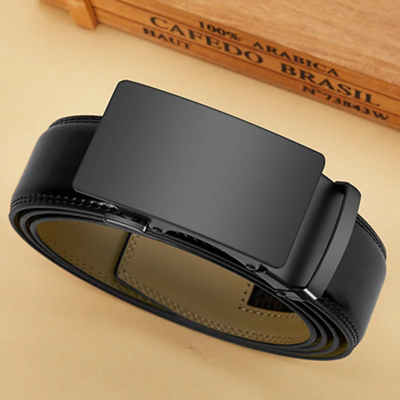 2Pcs Automatic Belt For Men, High-Quality Genuine Leather Belt, Minimalist Designer Business Belt, Adjustable Versatile Belts