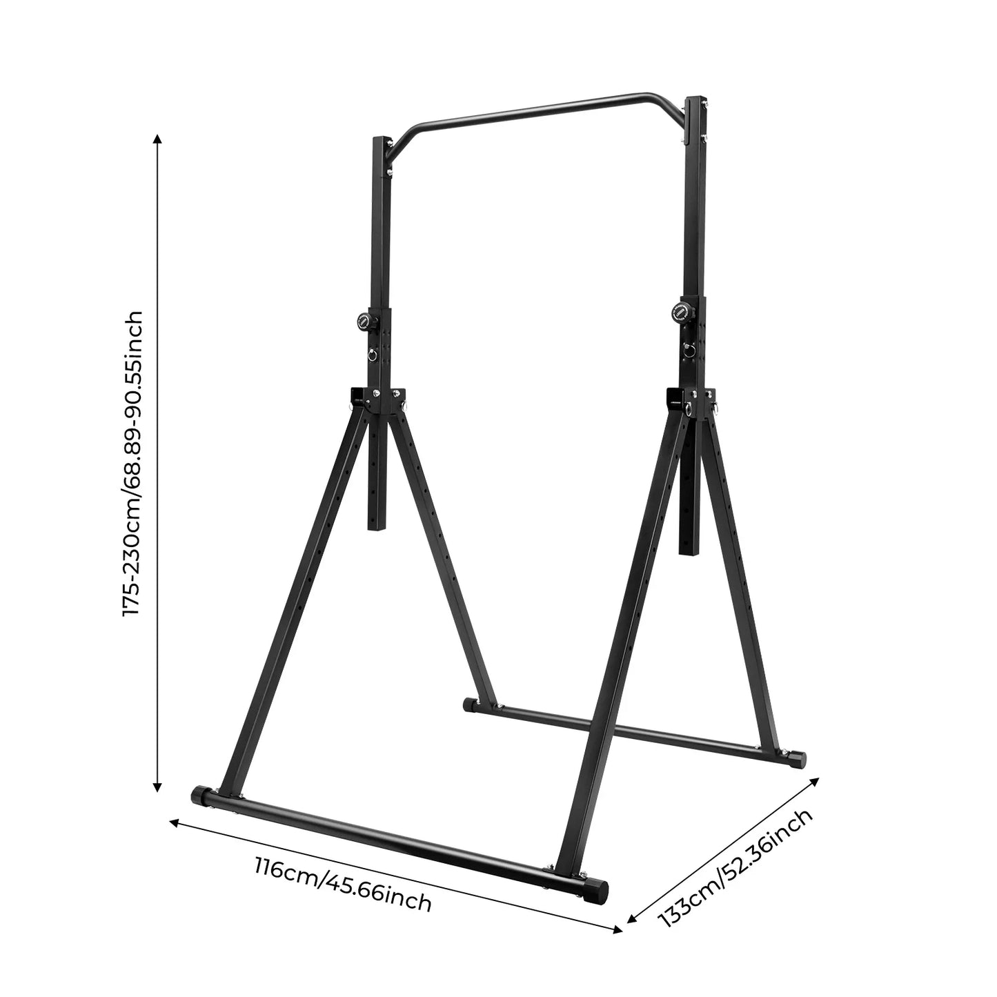 Black Triangular Pull Up Station Adjustable Height Carbon Steel Pull Up Bar for Home Gym Strength Training Equipment