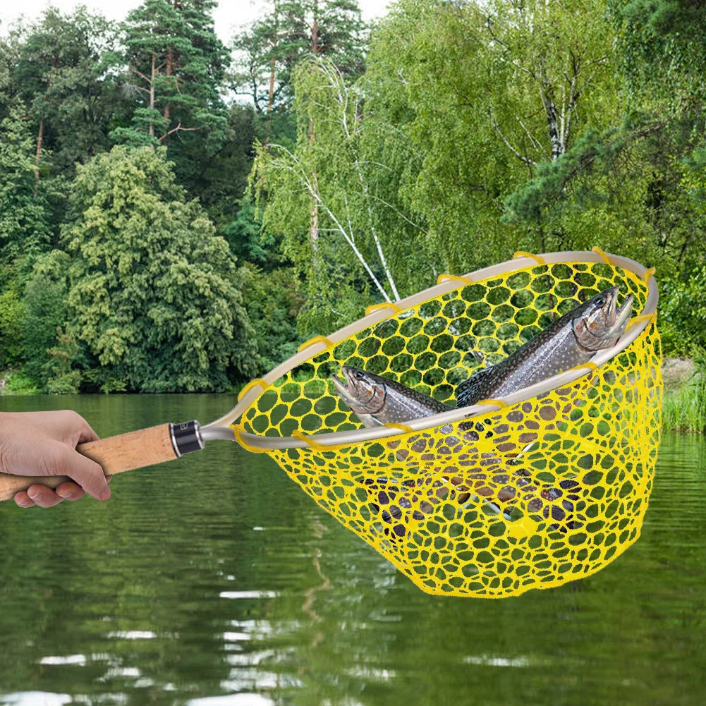 Mesh Trout Hand Net Portable Fishing Landing Mesh Anti Slip Wear Resistance Lightweight Large-capacity Fishing Tools