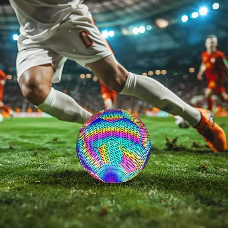 Reflective Football Holographic Luminous Soccer Ball Night Outdoor Sports Glowing Standard Soccer Size 4/5 for Training