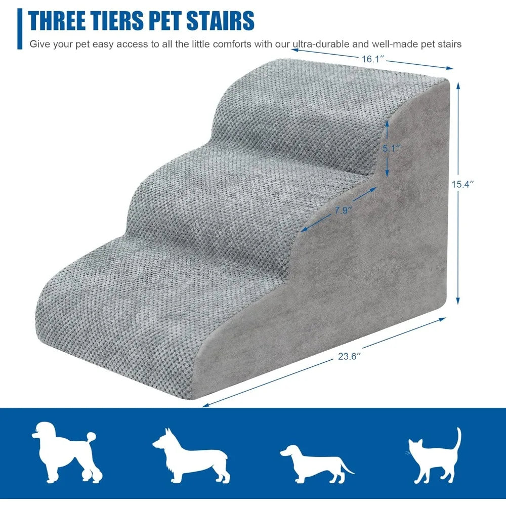 Pet Stairs 3 Steps Climb Stairs for Small Dog Cat Puppy Ramp Ladder Anti-slip Removable staircase ladder Dogs Bed ramp Ladder