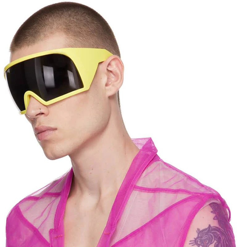 Oversized Punk One-piece Wrap Around Sunglasses Goggle Women Men Sun Glasses Female Surround 2000'S Shades Eyewear