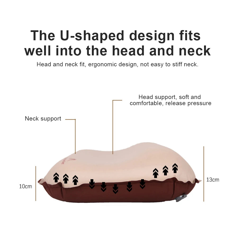Ultralight Inflatable Pillow Neck Protect Camping Air Pillow Ergonomic Compressible Travel Pillow for Car Airplane Train Office