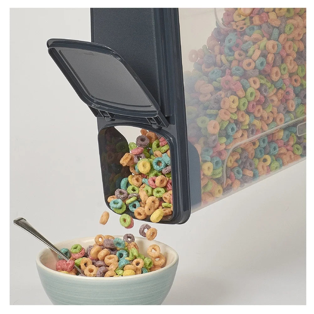 2-Pack Plastic Cereal Dispenser Containers 6 Quart Easy Grip Flip Lid Dry Food Storage Organizer