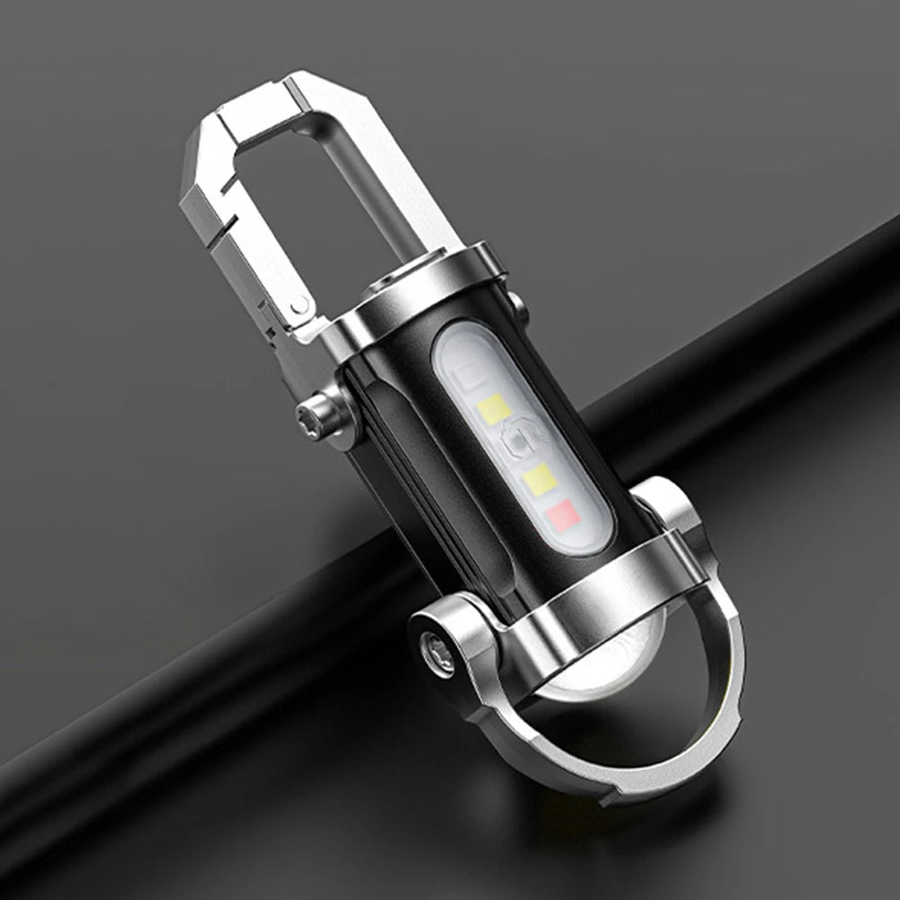 COB LED Keychain Flashlight Multifunctional Pocket Flashlight USB Rechargeable Portable Keychain Torch for Camping Hiking