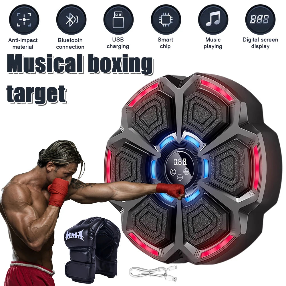 Music Boxing Machine Boxing Workout Machine Adjustable Speed Wall-Mounted Exercise Equipment Type C Rechargeable for Adults Kids