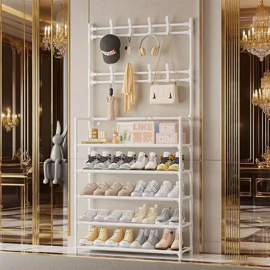 Multi-functional entrance shoe rack, super practical for storing bags and shoes, large-capacity multi-layer shoe rack
