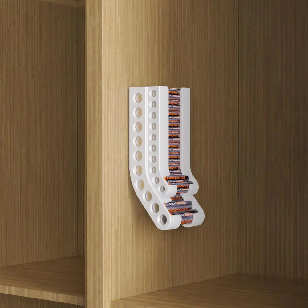 Battery Storage Organizer AA & AAA Combo Battery Keeper Wall Holder Battery Dispenser Container for 10AAA 10AA Batteries Bracket