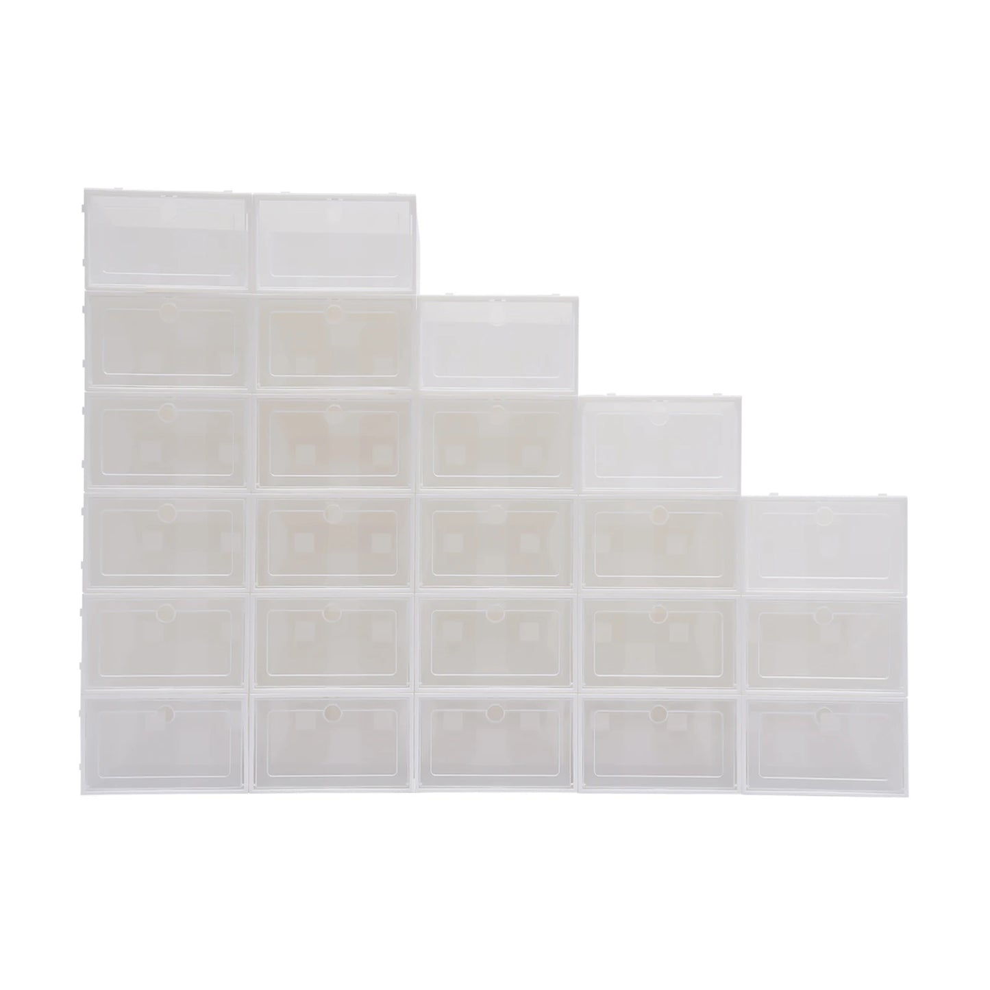 24pcs/set Transparent Plastic Shoe Case  Large Thickened Shoe Box Stackable Organizer Drawer Shoe Rack White