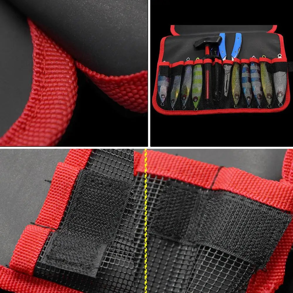 12 Slots Portabale Fishing Lure Spoon Bag Foldable Fishing Jig Bag Fishing Tackle Pocket Bag Organizer For Baits Hooks Lines