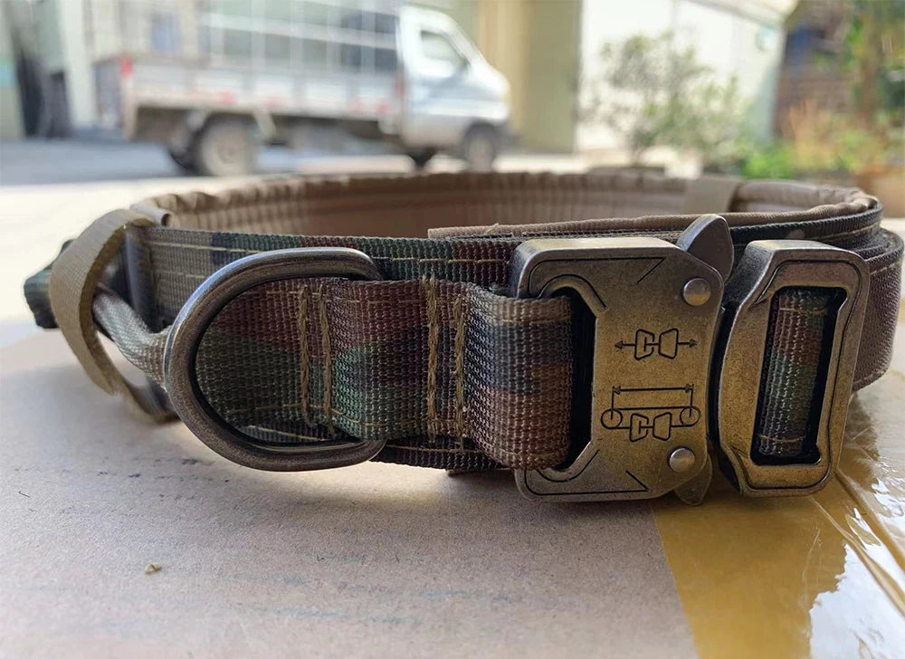 Pet Products Outdoor Tactical Dog Collar Metal Buckle Breathability Nylon Collar Medium and Large Dog Training Neck Collar Dog