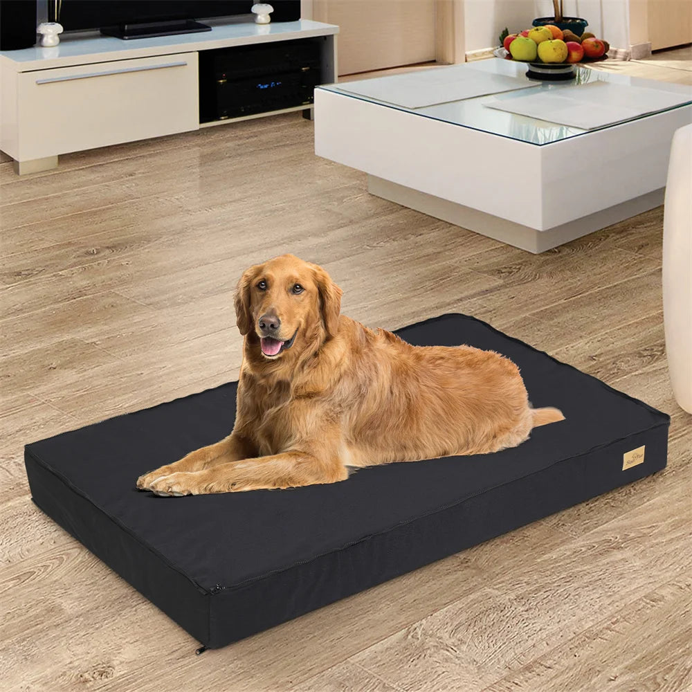 Large Orthopaedic Dog Bed Waterproof Cushion Pet Mattress 2 In 1 Pet Dog Crate Bed with Removable Washable Cover Indoor Outdoor