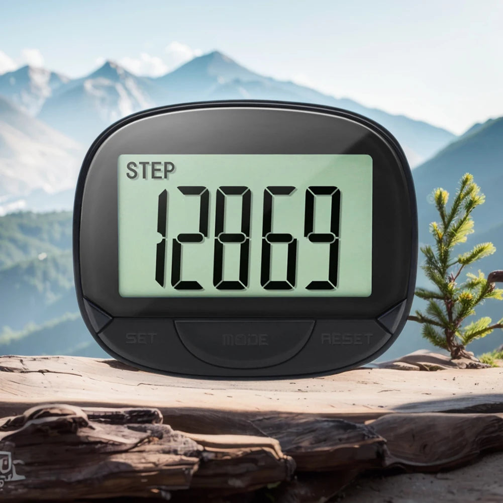 Clip-On Pedometer Electronic Pedometer Large Screen Simple Step Tracker Multifunctional for Adults Seniors Dog