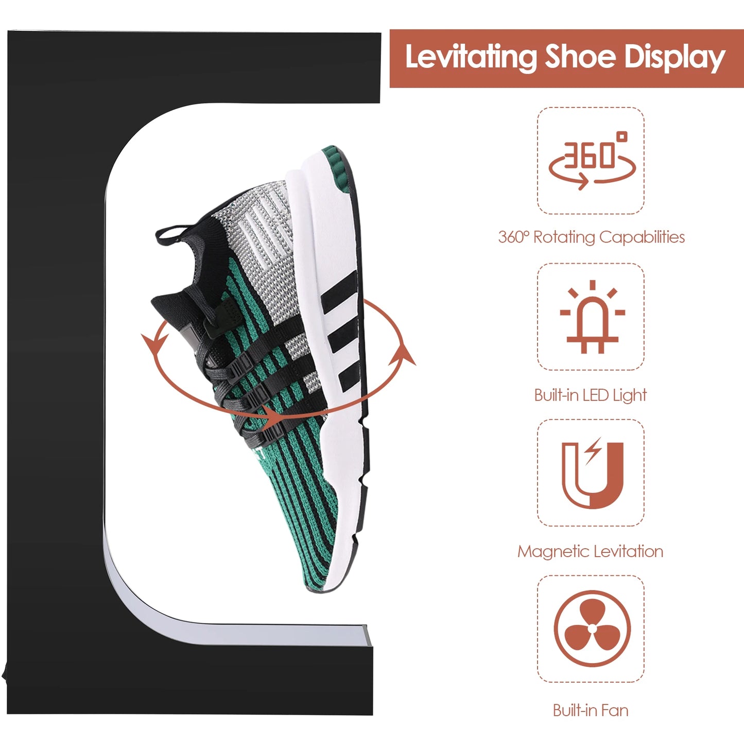 Magnetic Floating Shoe Display Stand Levitation Sneaker Holder With LED Light for Advertising Store levitating shoe display