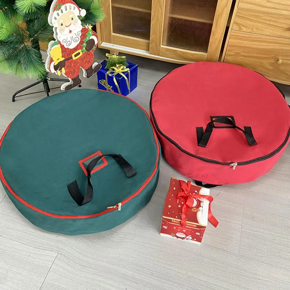60Cm Christmas Wreath Storage Bag  with Thickened Oxford Cloth Seasonal Holiday Wreath Storage Container  with Handle and Zipper