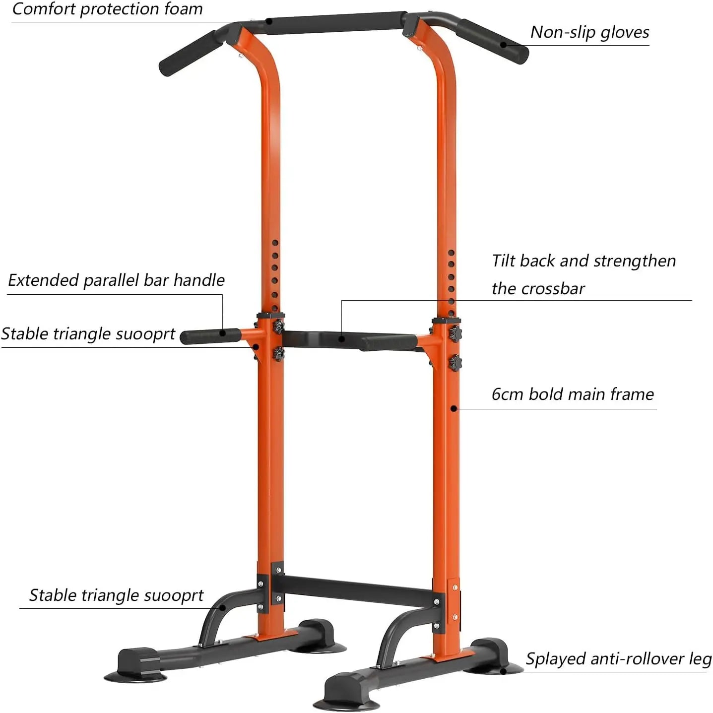 Power Tower Dip Station Pull Up Bar for Home Gym Adjustable Height Strength Training Workout Equipment,Pull Up Bar Station