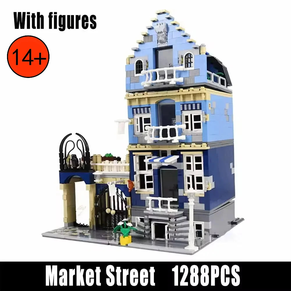 Creative Ideas Market Street Model Set Adorable Bedroom Street Views Building Blocks Bricks Toy For Room Decoration 10190 Gifts