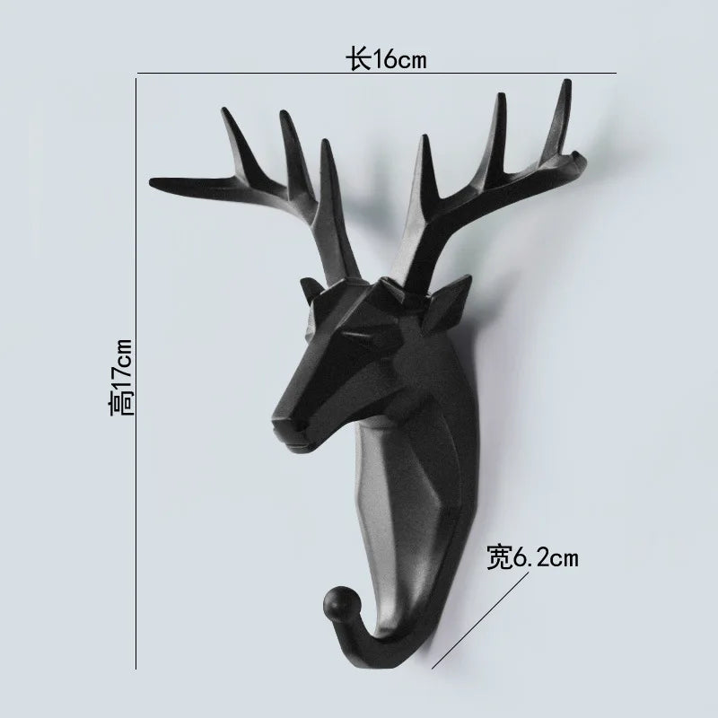 Animal Head Resin Key Hook Decor Holder Clothing Deer Elephant Unicorn Rhinoceros Racks Hook Coat Bag Hanger Cap Decor Home Wall