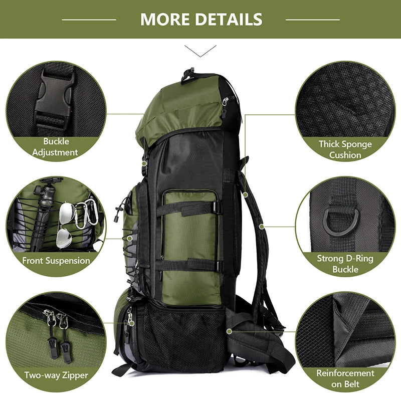 90L Large Camping Backpack Travel Bag Men's Women Luggage Hiking Shoulder Bags Outdoor Climbing Trekking Sports Rucksack Nylon