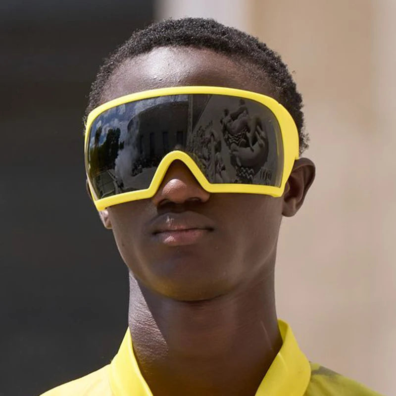 Oversized Punk One-piece Wrap Around Sunglasses Goggle Women Men Sun Glasses Female Surround 2000'S Shades Eyewear