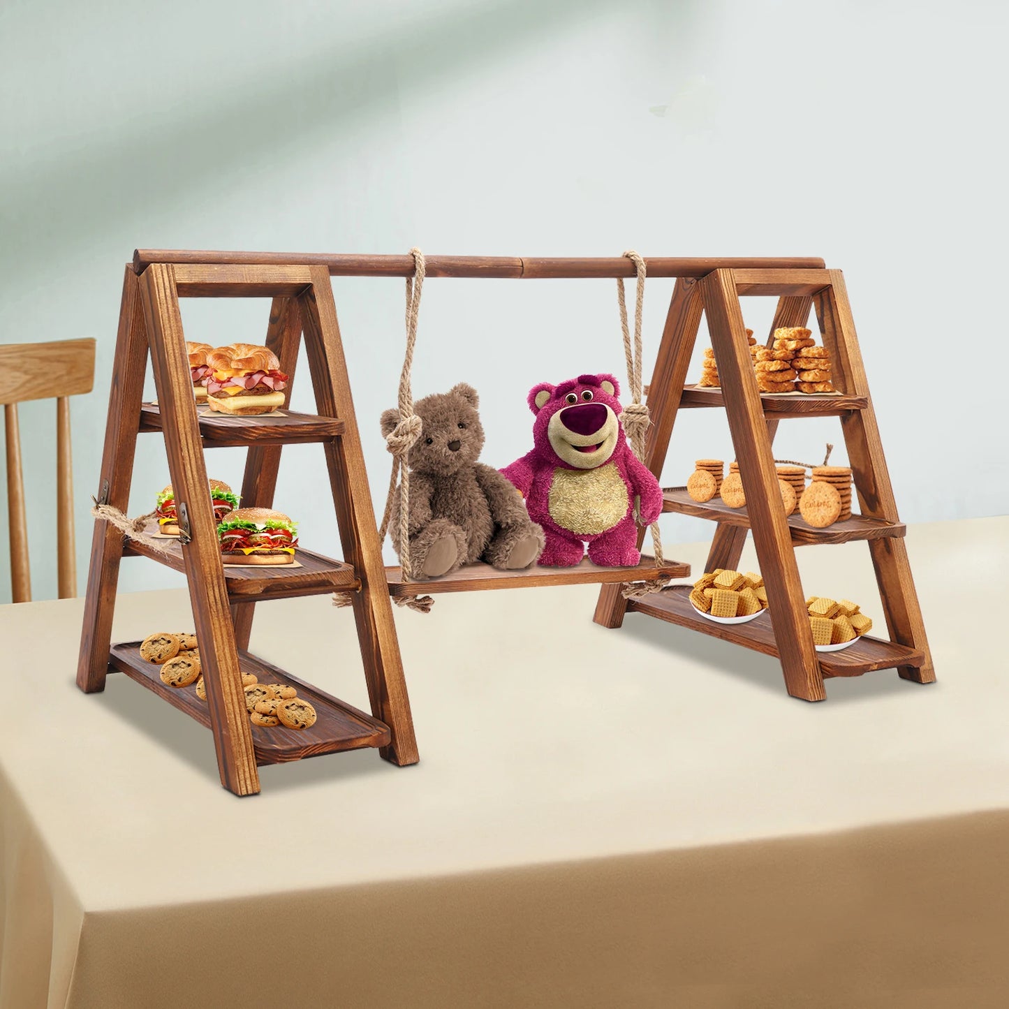 Wooden Dessert Display Stand Cake Stand 3 Tier Serving Tray Decorative Tiered Plate for Birthday Party Cupcake Decor