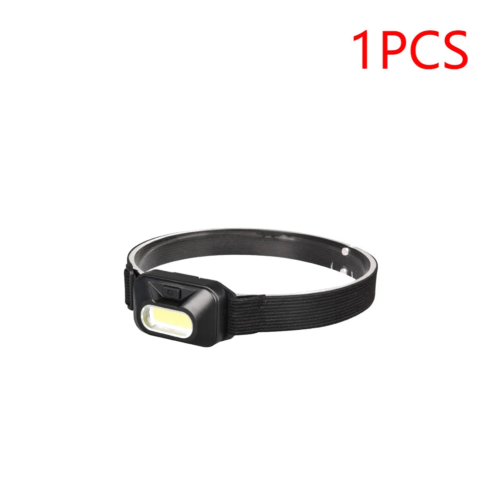 Mini COB LED Headlamps Lightweight Portable 3 Switch Modes Headlight Camping Headlamp Head Flashlight AAA Batteries Powered