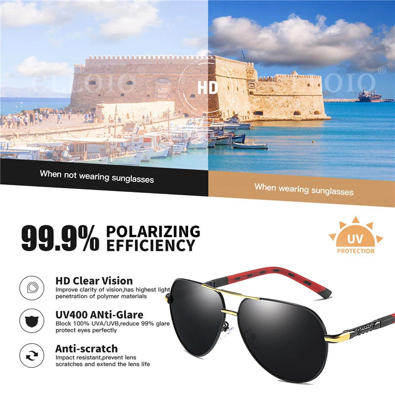 CLLOIO Men Classic Aluminum Polarized Sunglasses Women Driving Glasses Pilot Sun Glasses Brand Designer Male Vintage Sunglasses