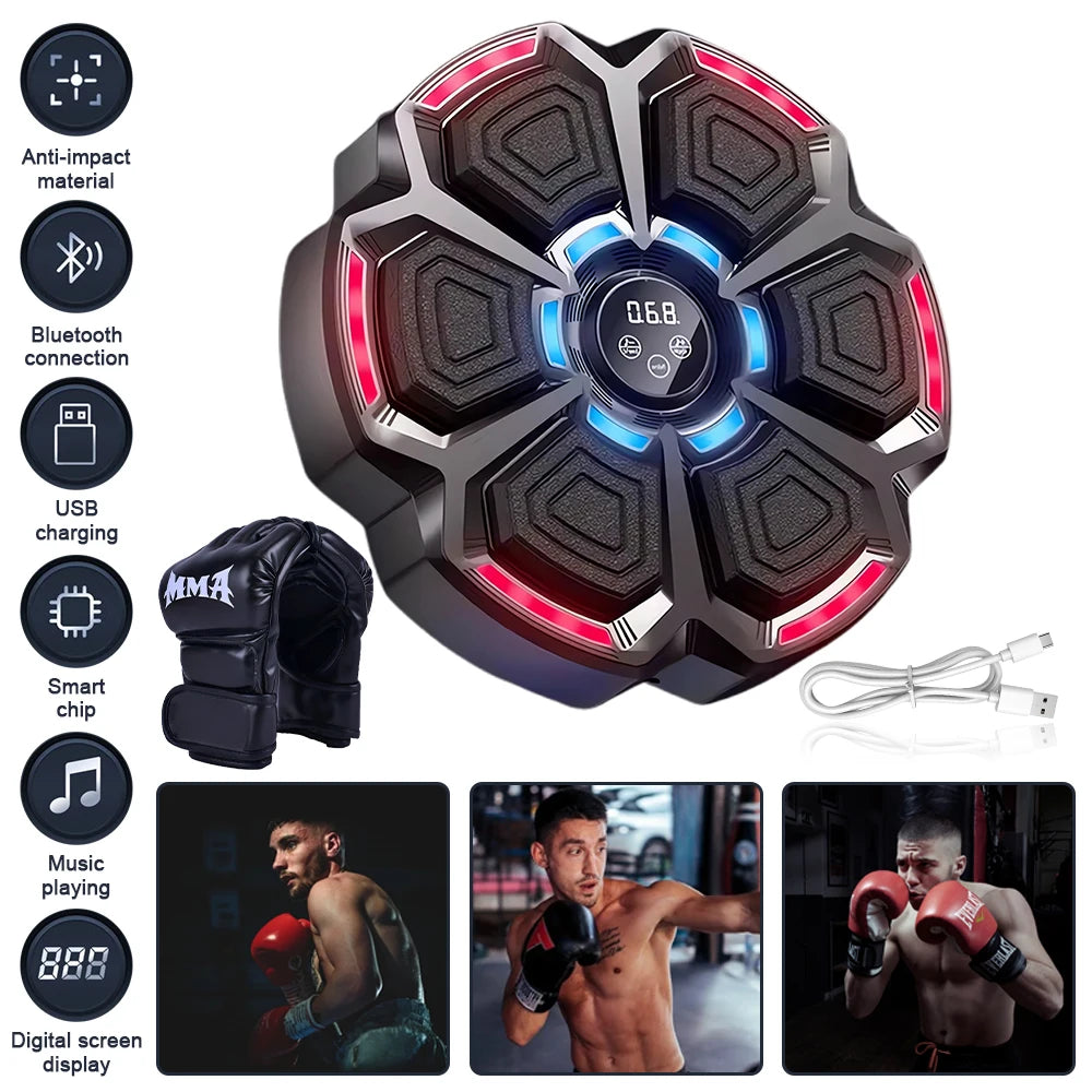 Music Boxing Machine Boxing Workout Machine Adjustable Speed Wall-Mounted Exercise Equipment Type C Rechargeable for Adults Kids