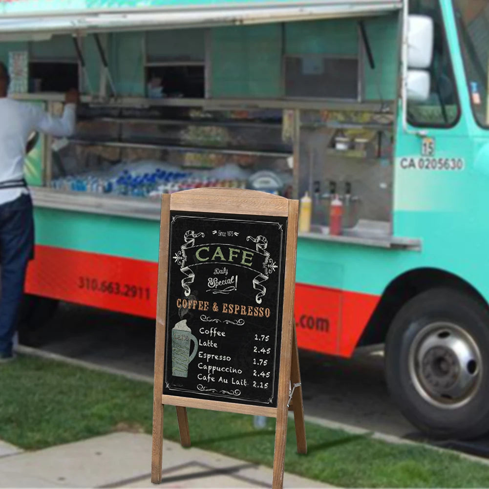 Wooden A-Frame Sign Freestanding Message Chalkboard Sidewalk Blackboard