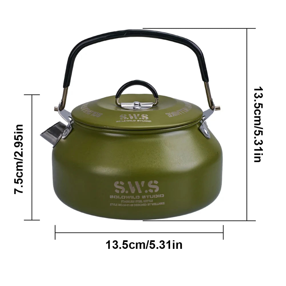 0.8L Portable Hiking Kettle 304 Stainless Steel Ultralight Coffee Kettle Lightweight Coffee Pot for Outdoor Travel Camping