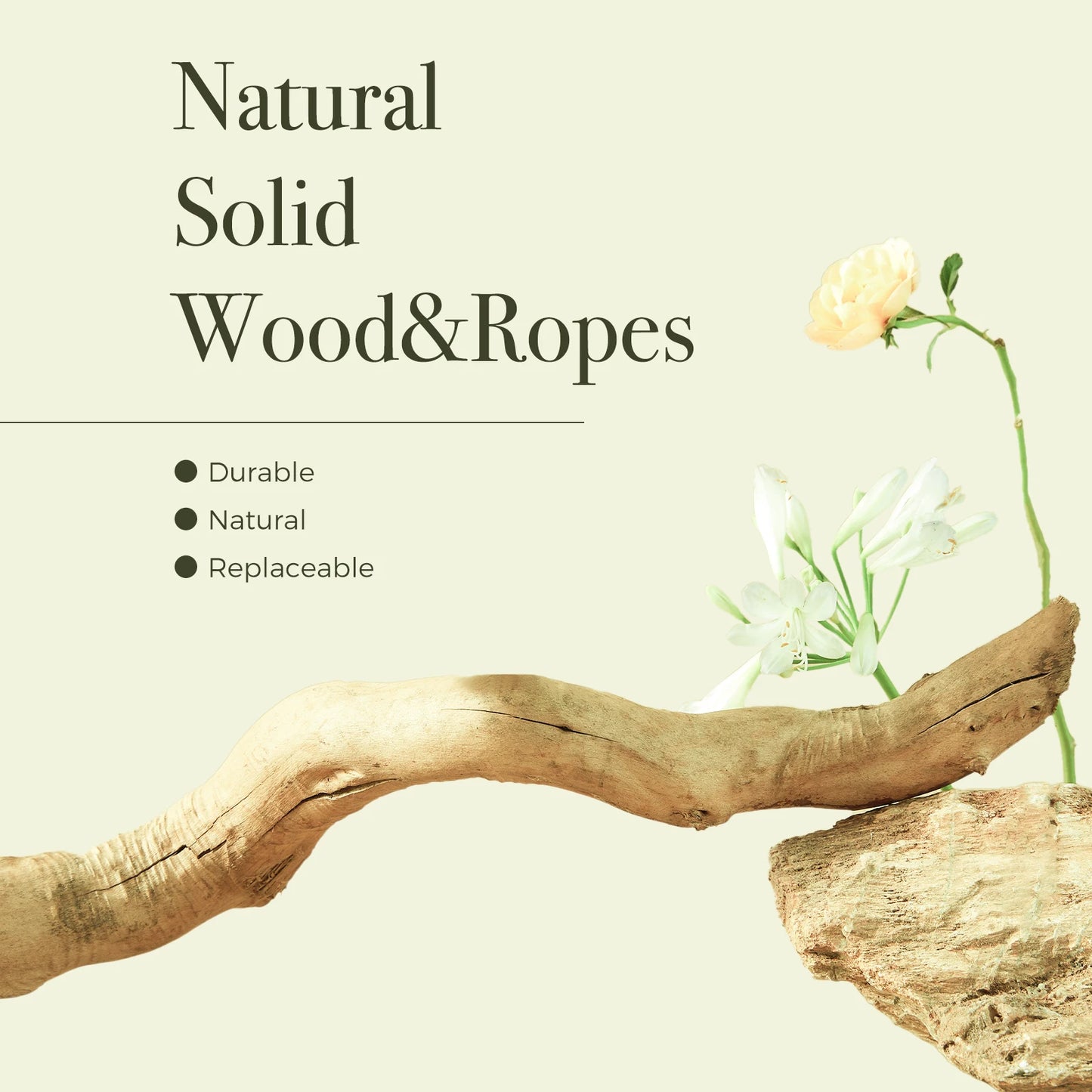 59" Cat Tree Modern Cat Tower with Spacious Cat Condo,Round Cozy Hammock,2 Flower Perches,Double Comfort Perfect for Indoor Cats