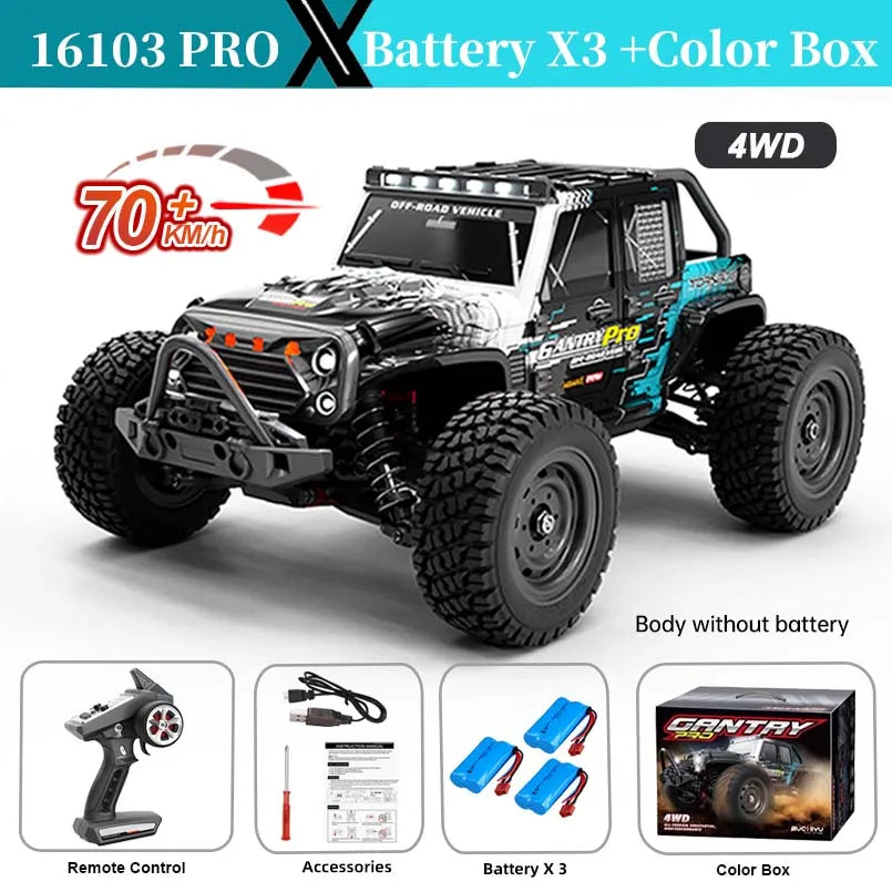 16103 PRO RC Offroad 4x4 70KM/H High-Speed RC Car 2.4GHz Brushless Motor, 1:16 4WD Off-road Climbing Vehicle Wtith LED Light