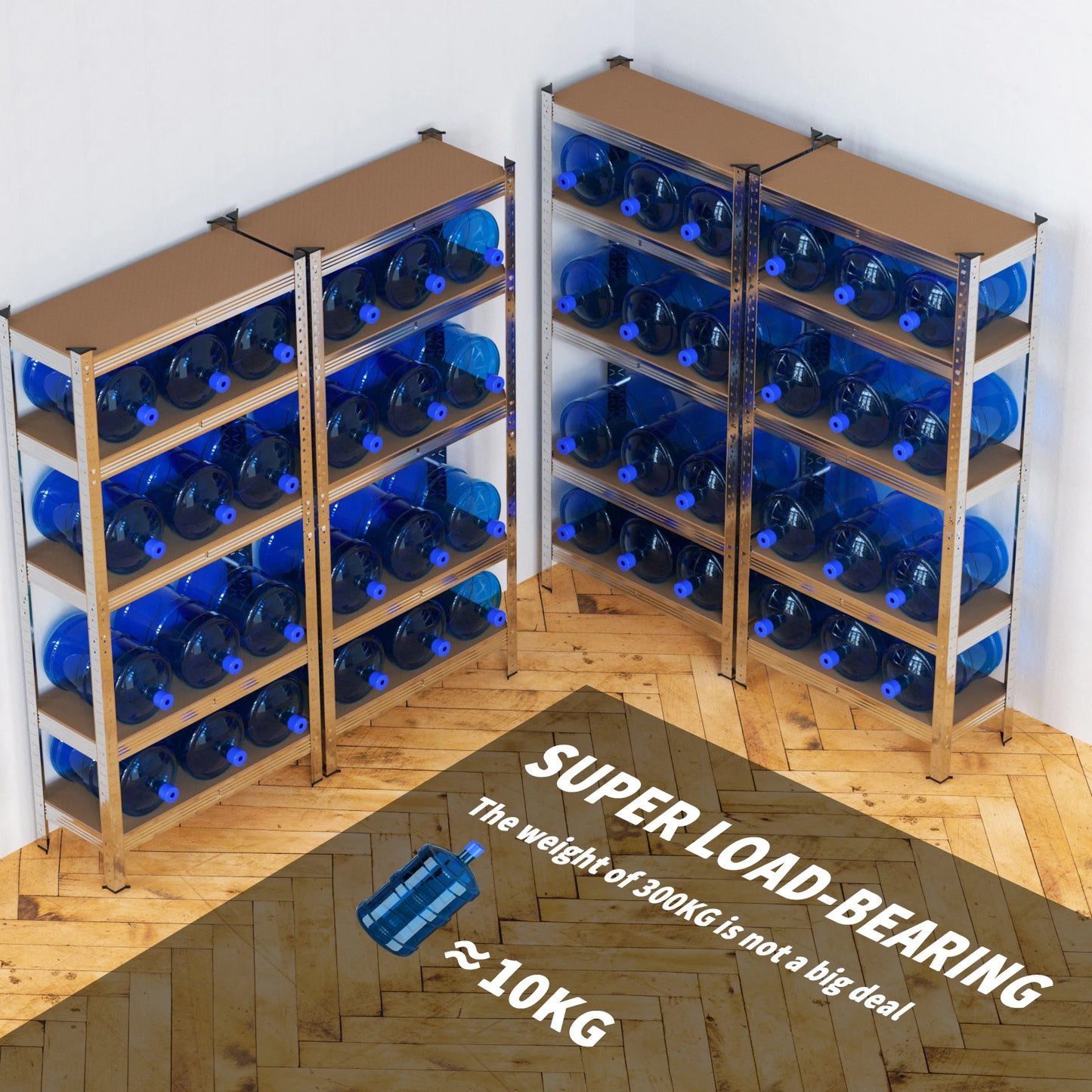 Heavy Duty 5 Tier Galvanised Adjustable Shelf Racking Unit Storage Rack 875KG Capacity Metal Shelves Workshop, Shed, Office,Home