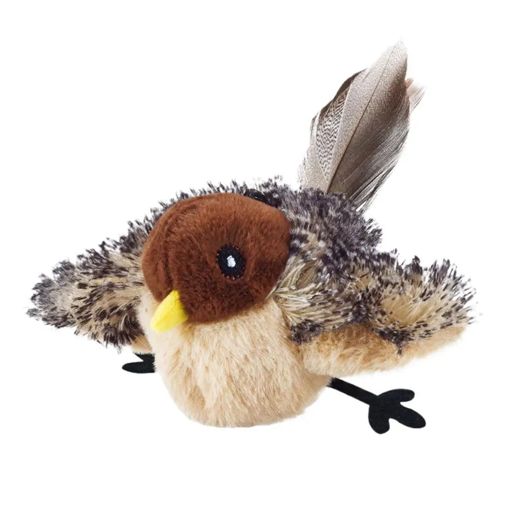 Flapping Bird Cat Toy Touch-Activated Lifelikes Sparrow Snowy Owl Chirping Cat Toy For Indoor Interactive Relieve Boredom
