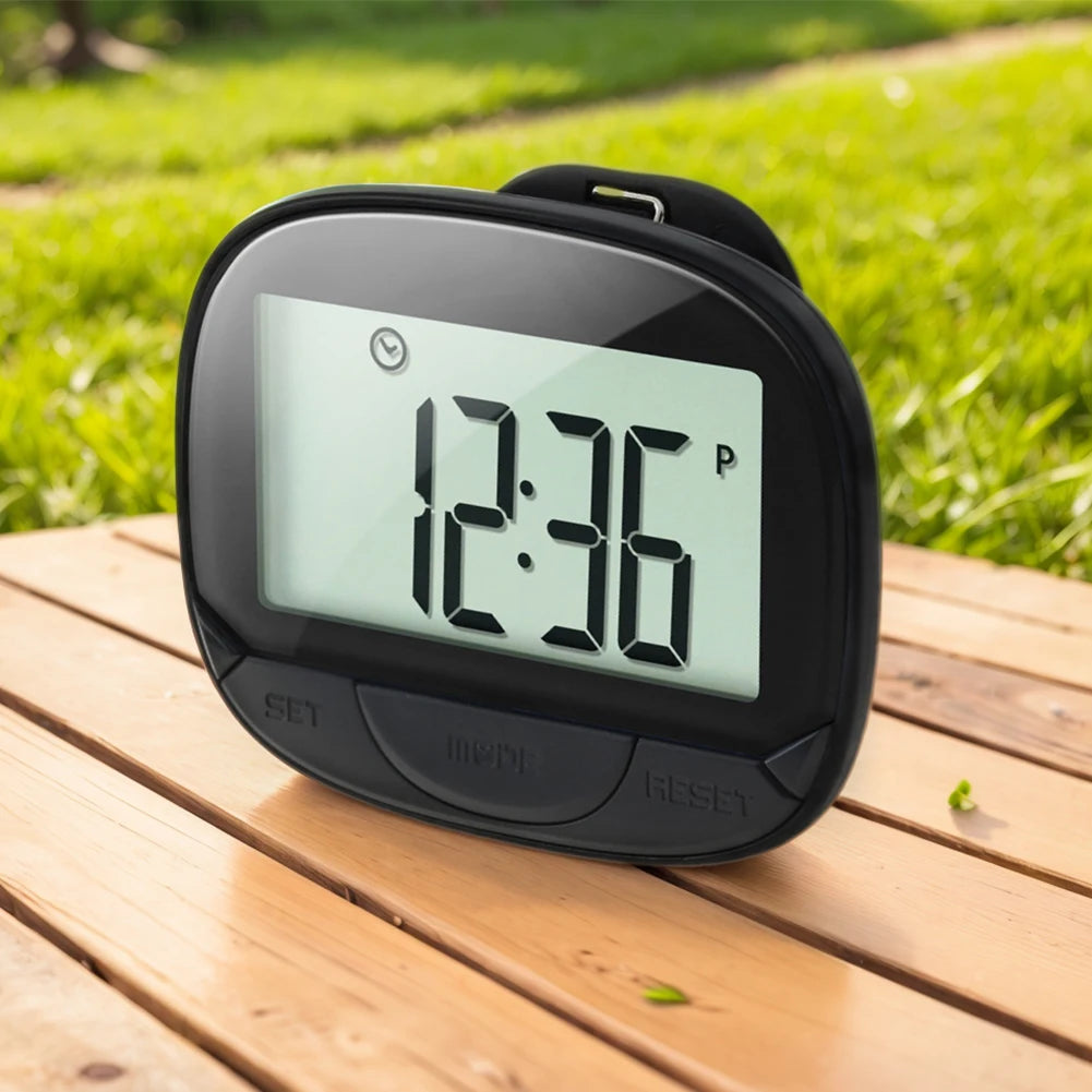 Clip-On Pedometer Electronic Pedometer Large Screen Simple Step Tracker Multifunctional for Adults Seniors Dog
