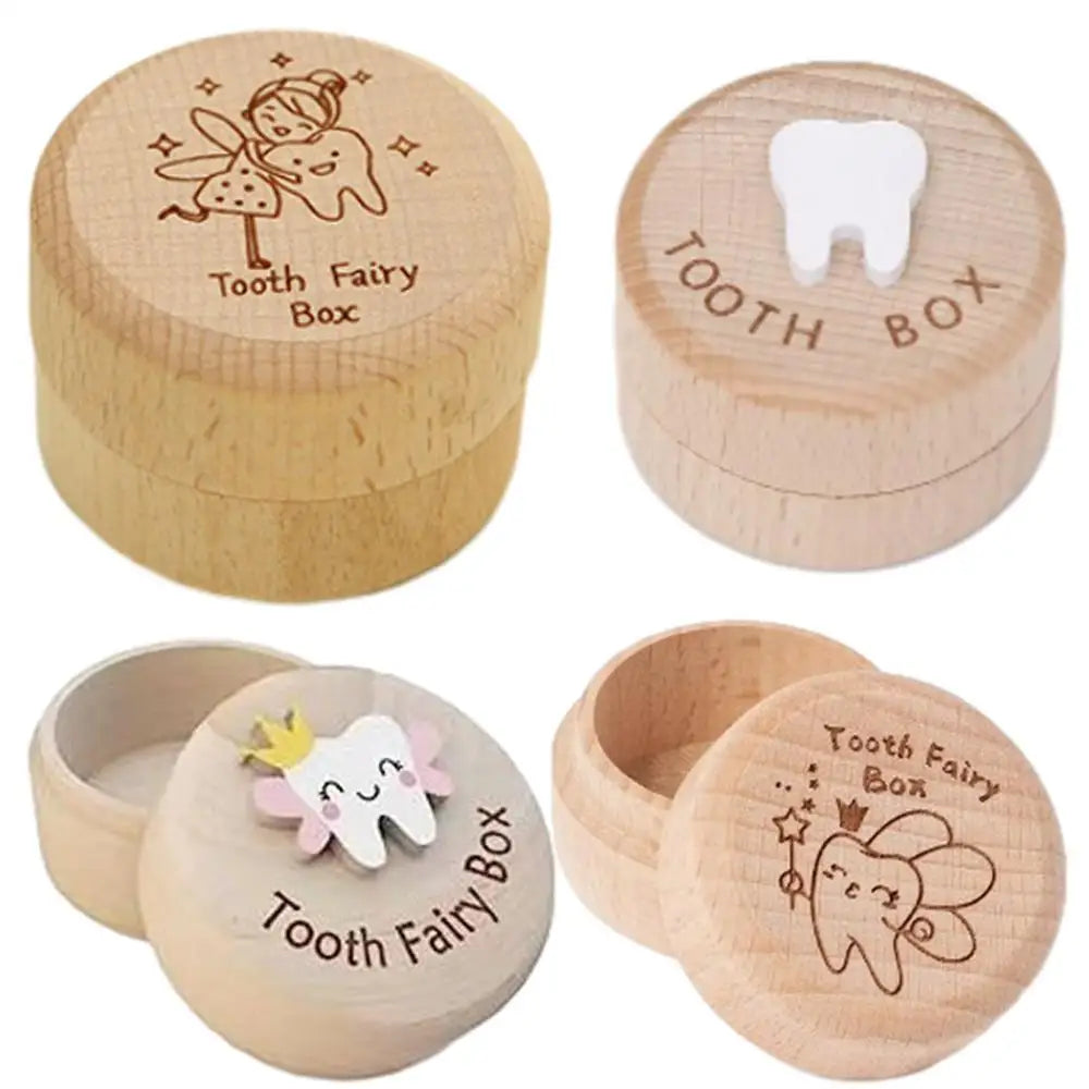 Baby Wooden Boxes Tooth Box Wooden Memory Box For Tooth Cute Carved Teeth Container Fairy Gifts Keepsake Gift For Baby