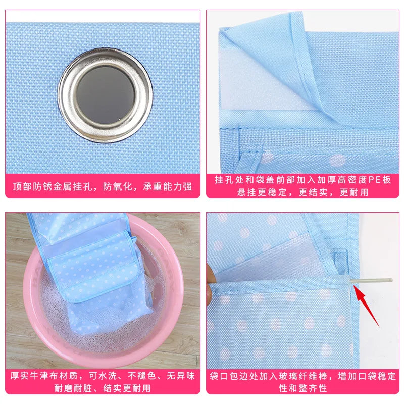 1PC Oxford Fabric Wall Door Hanging Bag Organizer Storage Pouches Wardrobe Closet Storage Bag Sundries Pouches