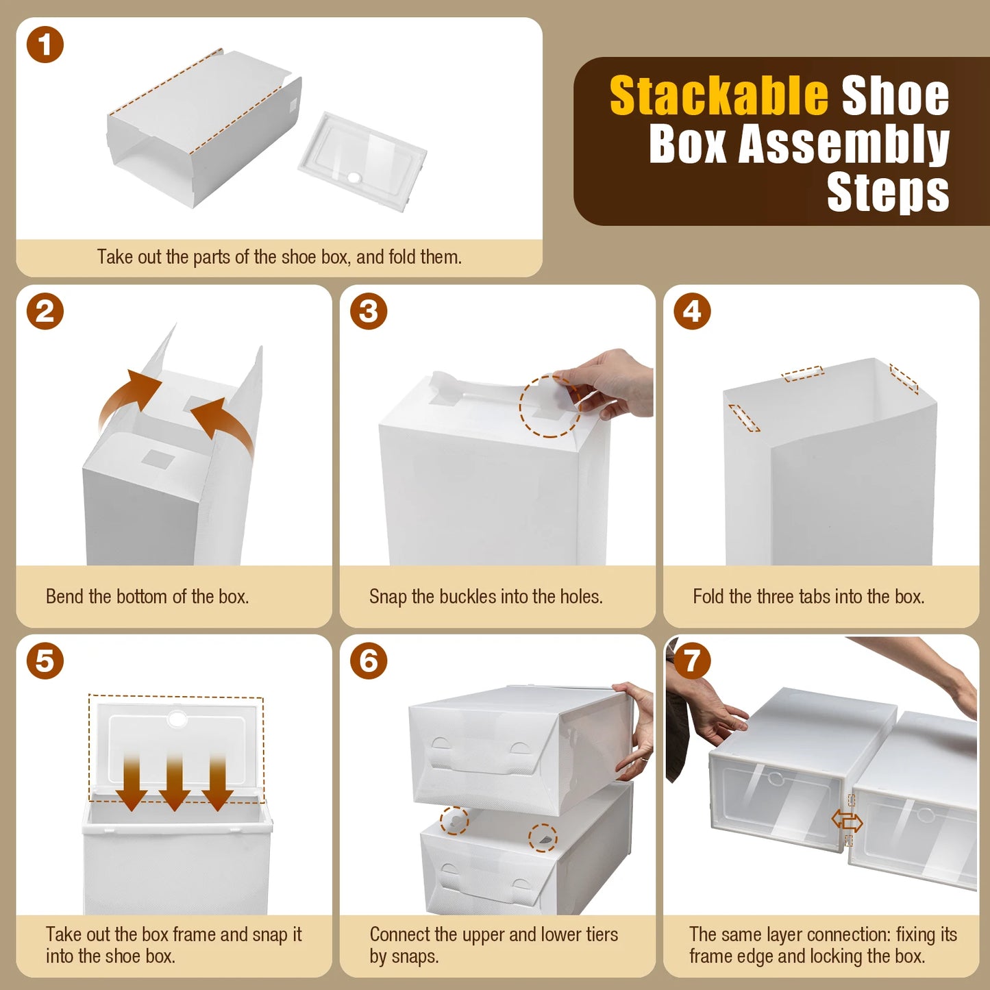 24pcs/set Transparent Plastic Shoe Case  Large Thickened Shoe Box Stackable Organizer Drawer Shoe Rack White