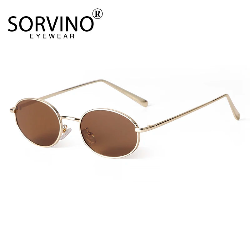 SORVINO Retro Small Oval Sunglasses Vintage for Men and Women Luxury Designer Unisex Sun Glasses 90s Style Punk Eyeglasses