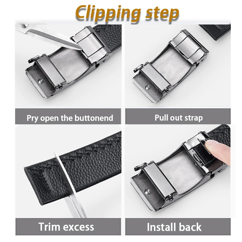 2Pcs Automatic Belt For Men, High-Quality Genuine Leather Belt, Minimalist Designer Business Belt, Adjustable Versatile Belts
