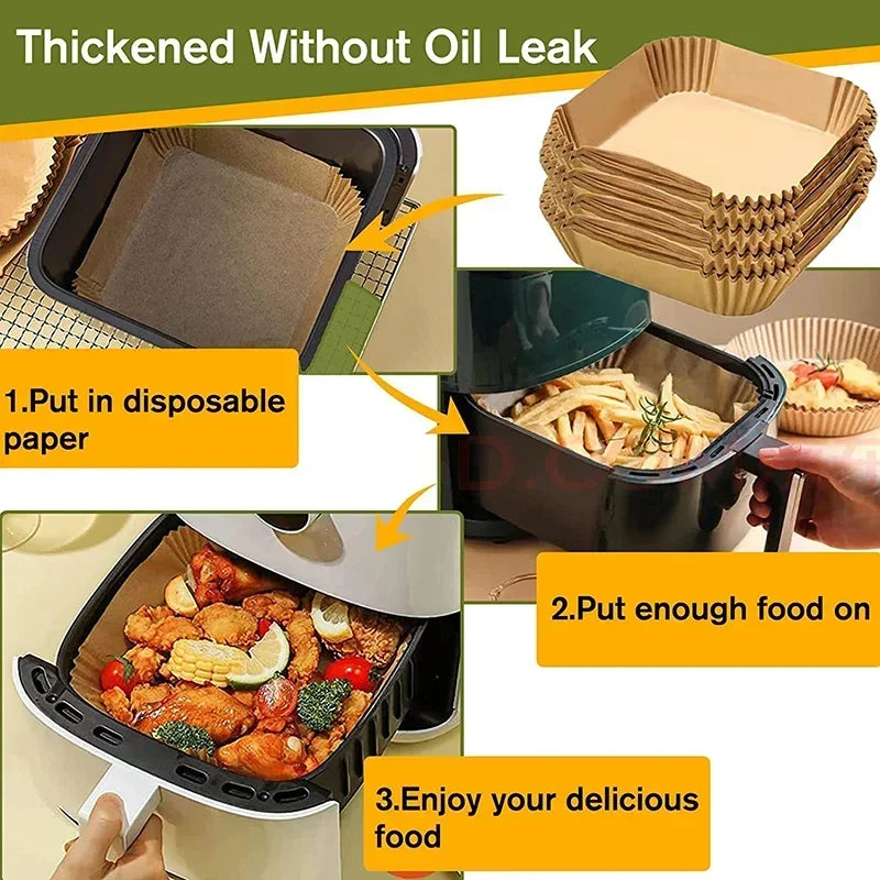 Air Fryer Disposable Paper Parchment Wood Pulp Steamer Cheesecake Air Fryer Accessories Baking Paper for Air Fryer