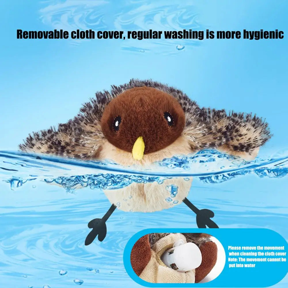 Flapping Bird Cat Toy Touch-Activated Lifelikes Sparrow Snowy Owl Chirping Cat Toy For Indoor Interactive Relieve Boredom