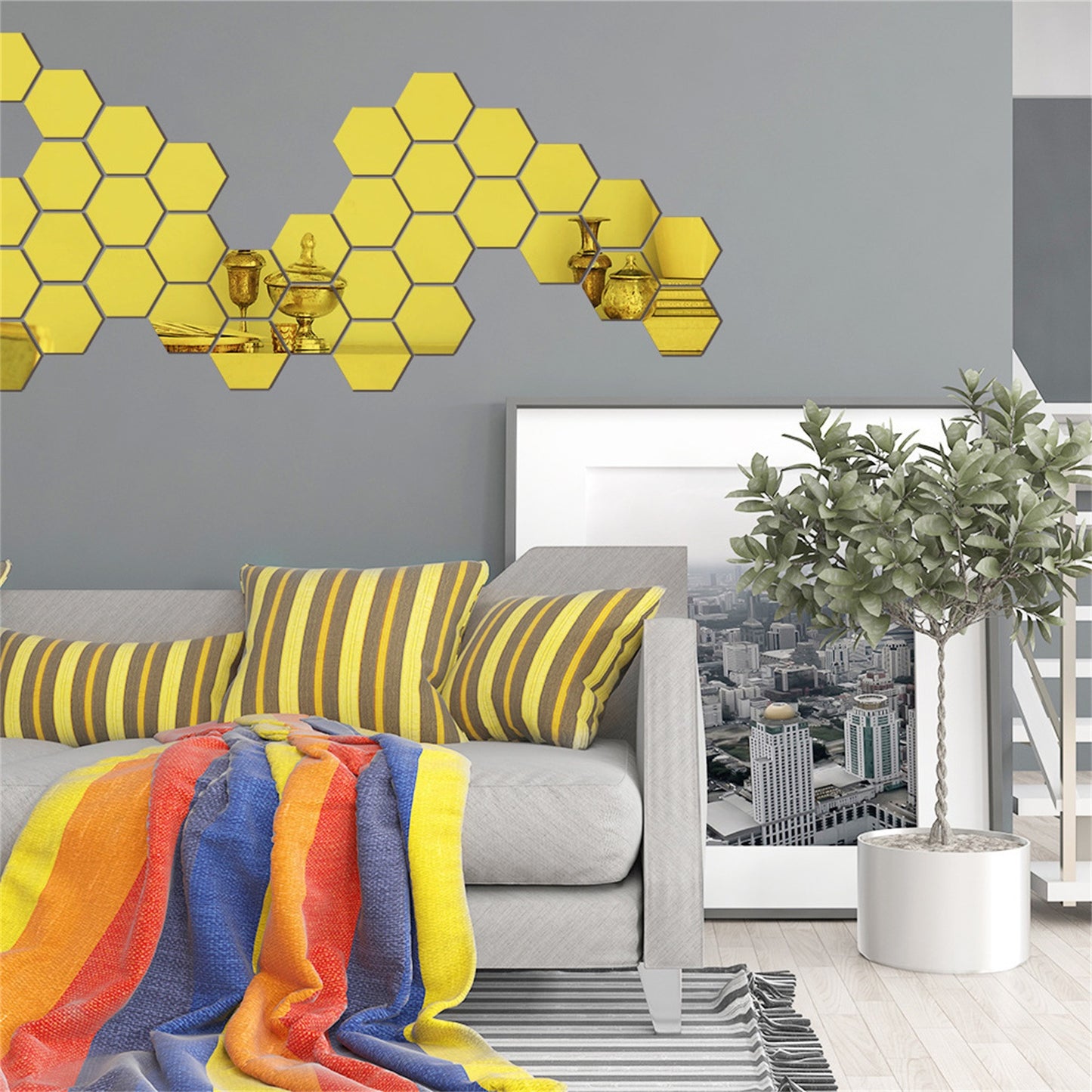 Hexagon Mirror Environmental Protection Acrylic Wall Sticker Background Wall Decoration Mirror Sticker home decor Accessories