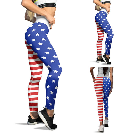 American Flag Printed Leggings For Women Tummy Control Skinny Pants For Yoga Running Pilates Women'S Trousers