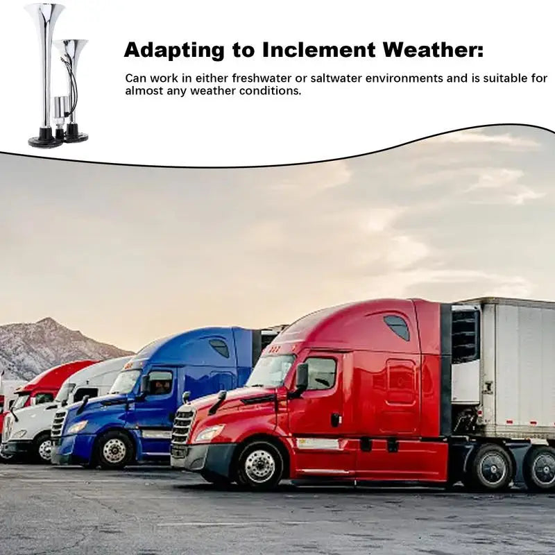 Semi Truck Air Horn Car Air Horn Dual Trumpet 150db Super Loud Motorcycle Train Horn Electric Impact Air Horn For Any 12/24v