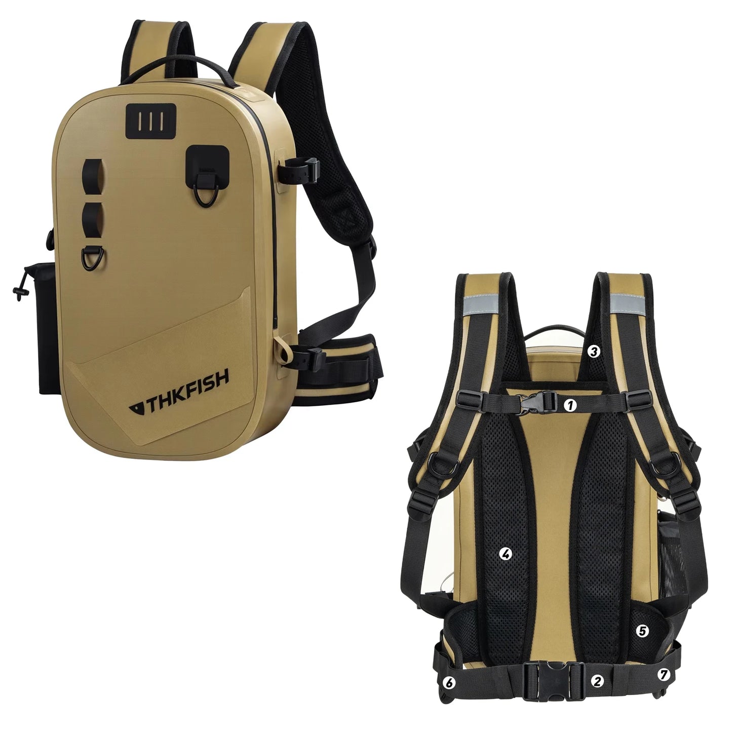 THKFISH IPX8 Waterproof Fishing Backpack Fly Fishing Bag Brown Fishing Tackle Storage Bags Outdoor Climbing Hiking Backpacks