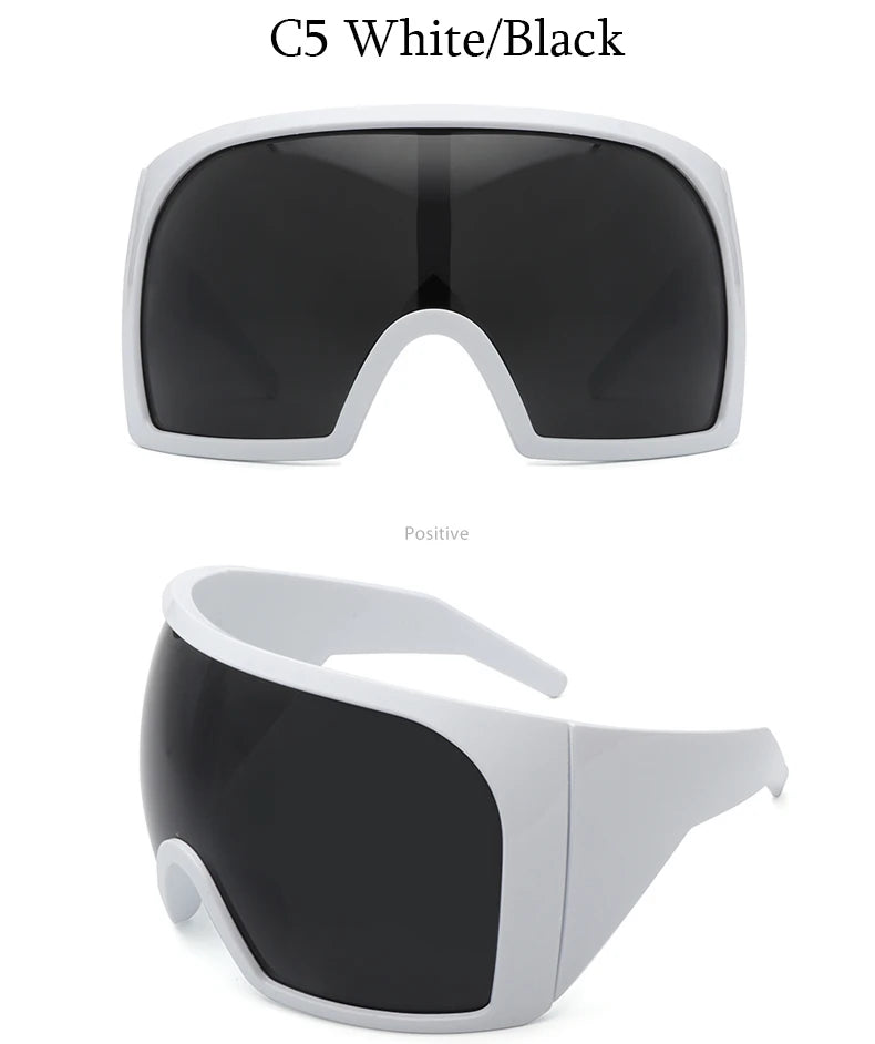 Oversized Punk One-piece Wrap Around Sunglasses Goggle Women Men Sun Glasses Female Surround 2000'S Shades Eyewear