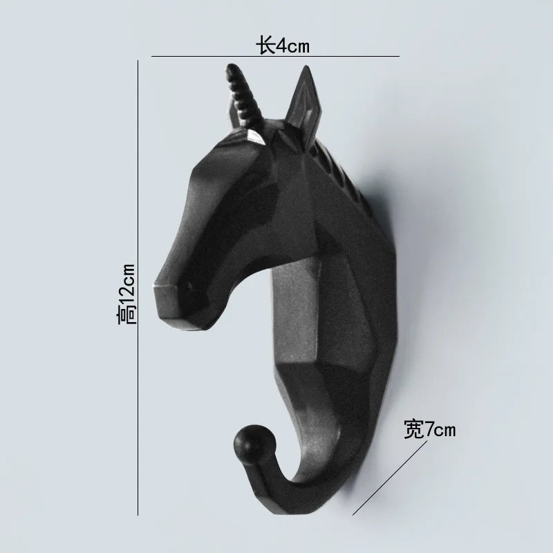 Animal Head Resin Key Hook Decor Holder Clothing Deer Elephant Unicorn Rhinoceros Racks Hook Coat Bag Hanger Cap Decor Home Wall