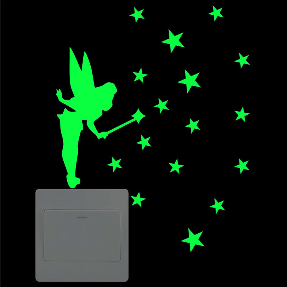 Light Switch Sticker Luminous Wall Stickers Cartoon Glow In The Dark Sticker Decal For Kids Room Decoration Home Decor Cat Fairy