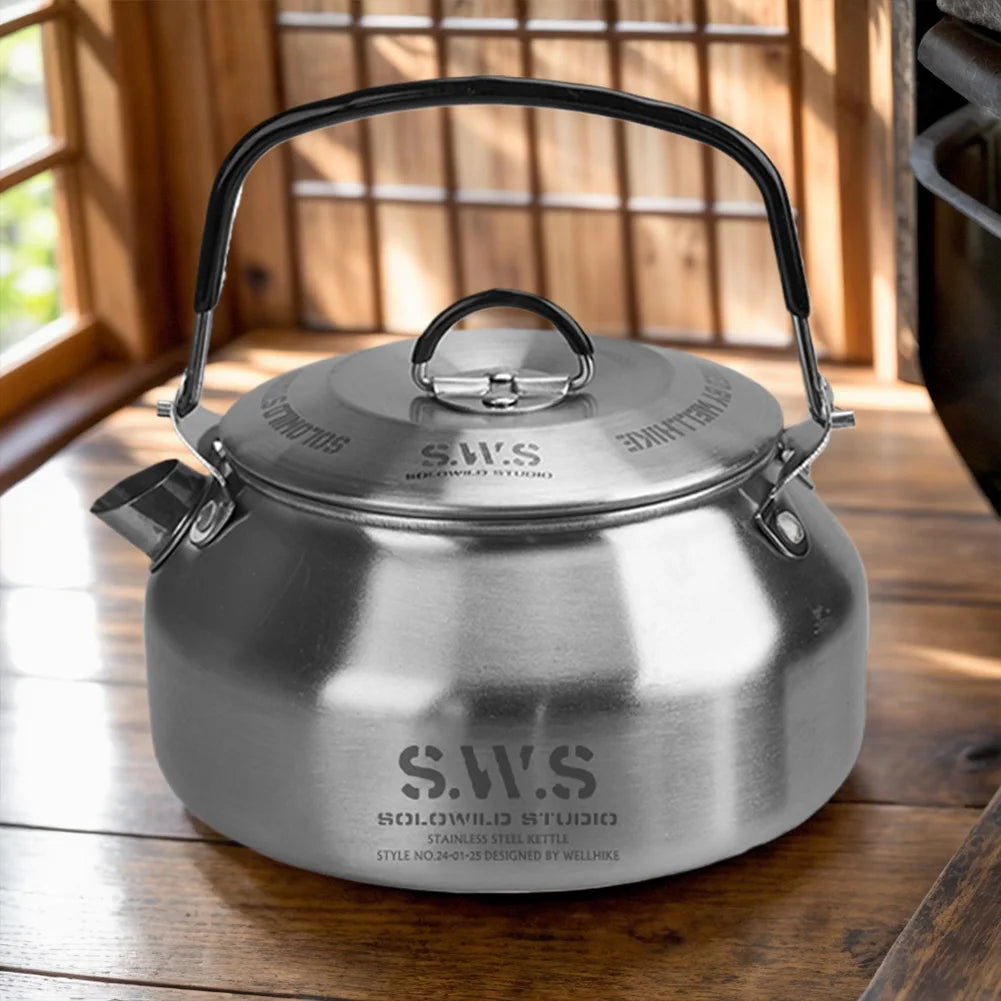 0.8L Portable Hiking Kettle 304 Stainless Steel Ultralight Coffee Kettle Lightweight Coffee Pot for Outdoor Travel Camping